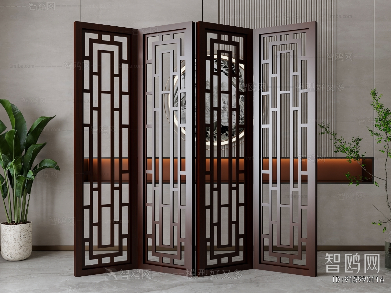 New Chinese Style Wooden Screen Partition