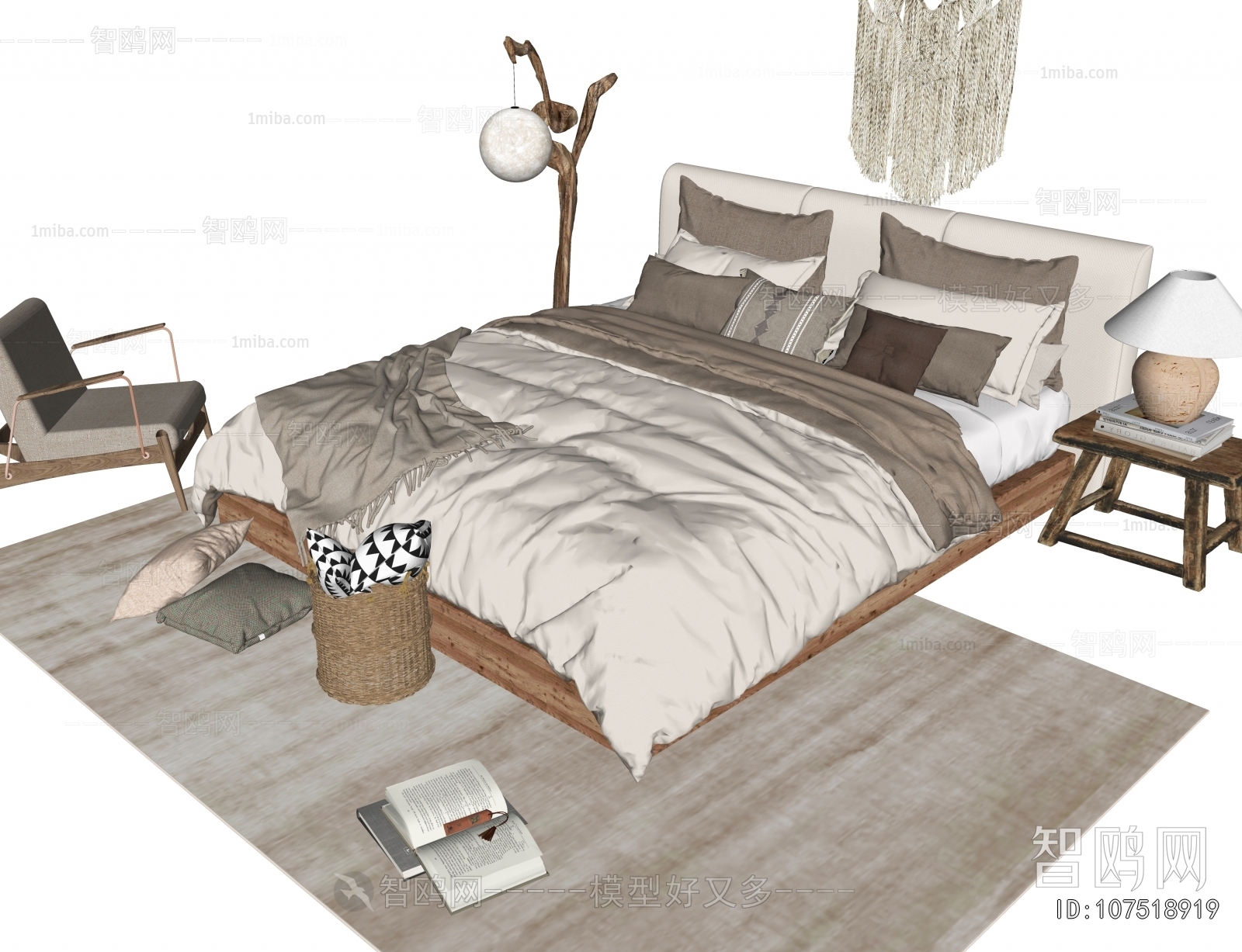 Wabi-sabi Style Double Bed