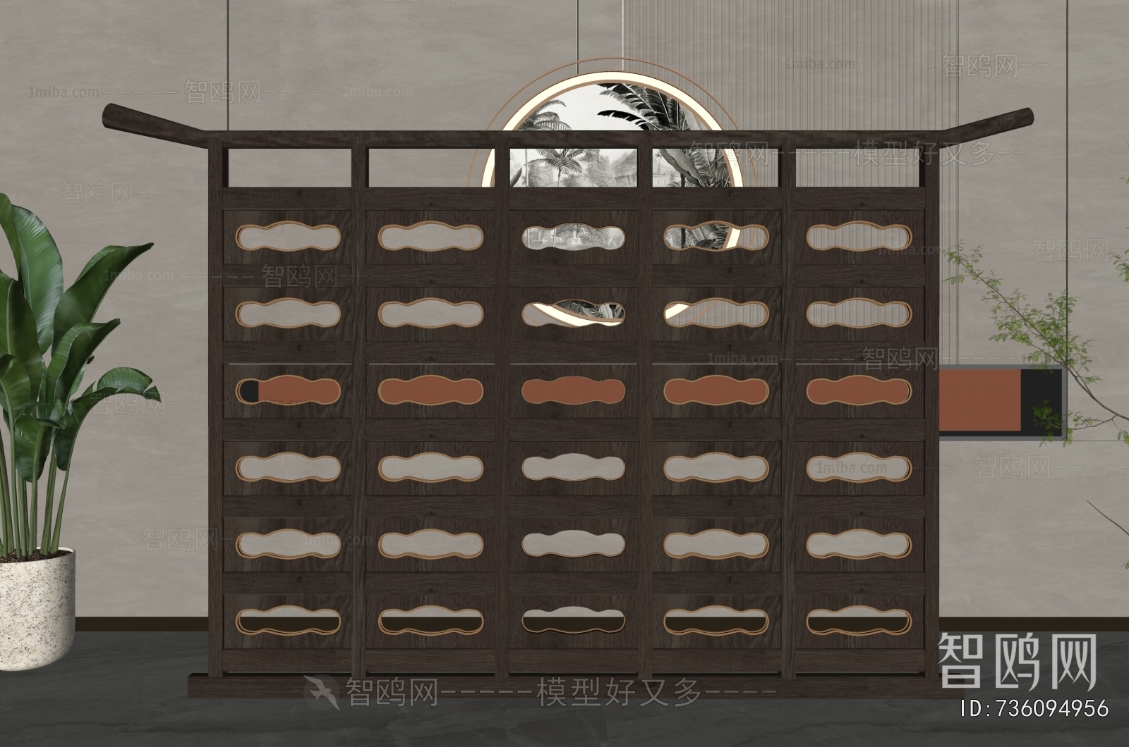 New Chinese Style Wooden Screen Partition