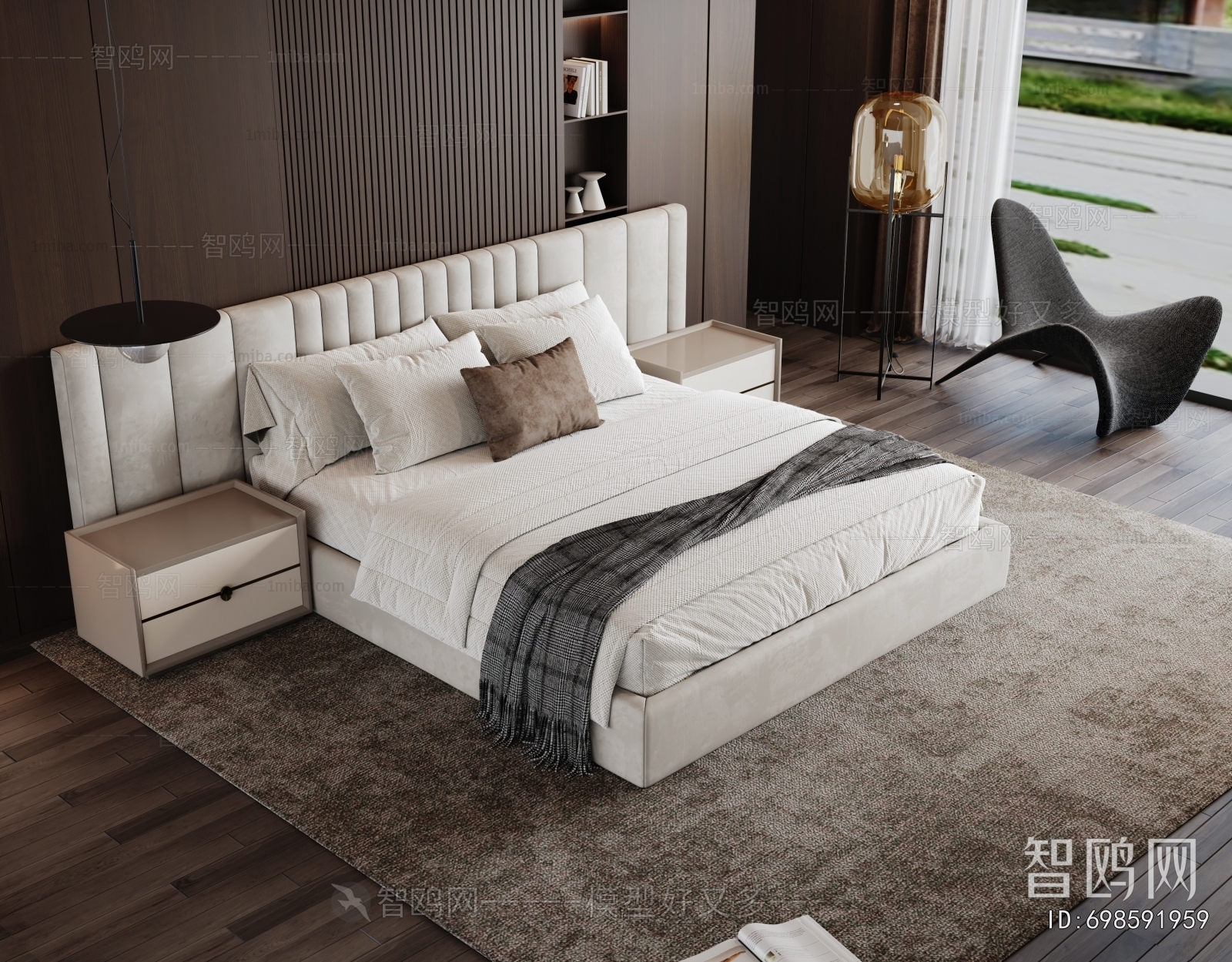 Minotti 现代意式布艺双人床