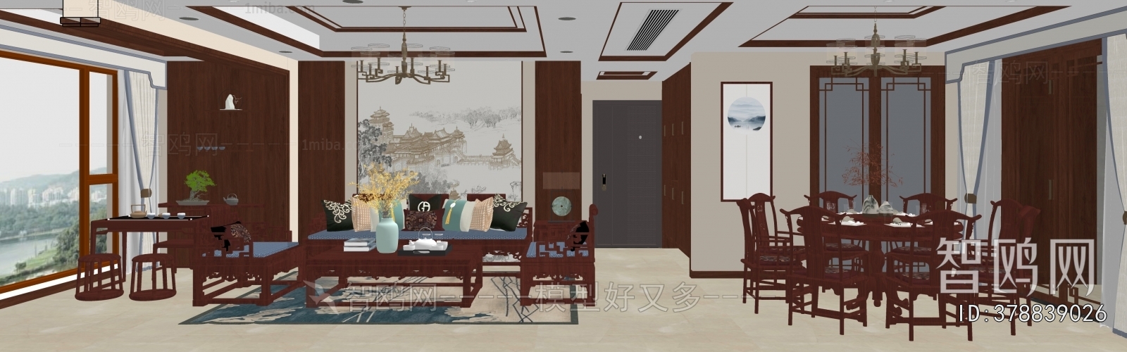 New Chinese Style A Living Room