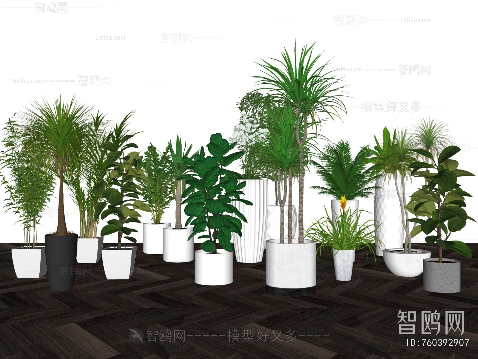 现代落地绿植盆栽组合