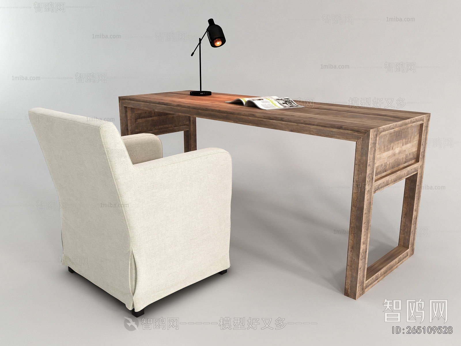 Wabi-sabi Style Computer Desk And Chair