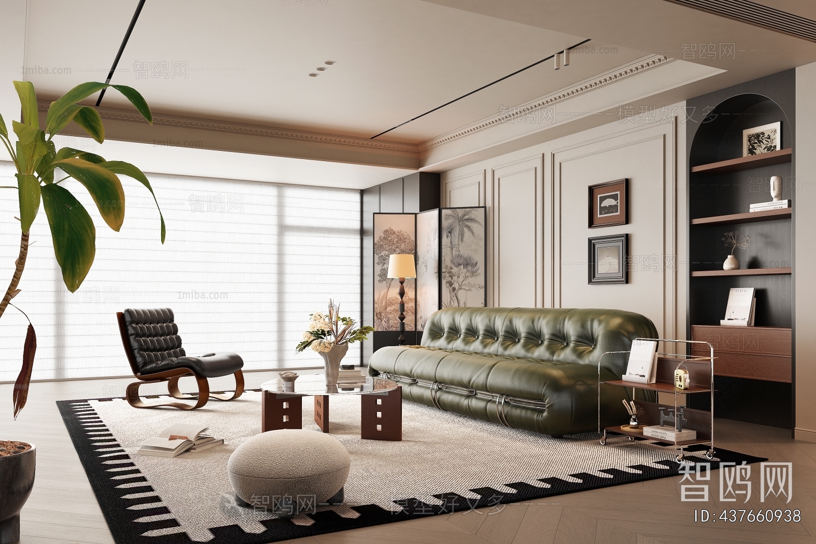 American Style Retro Style A Living Room