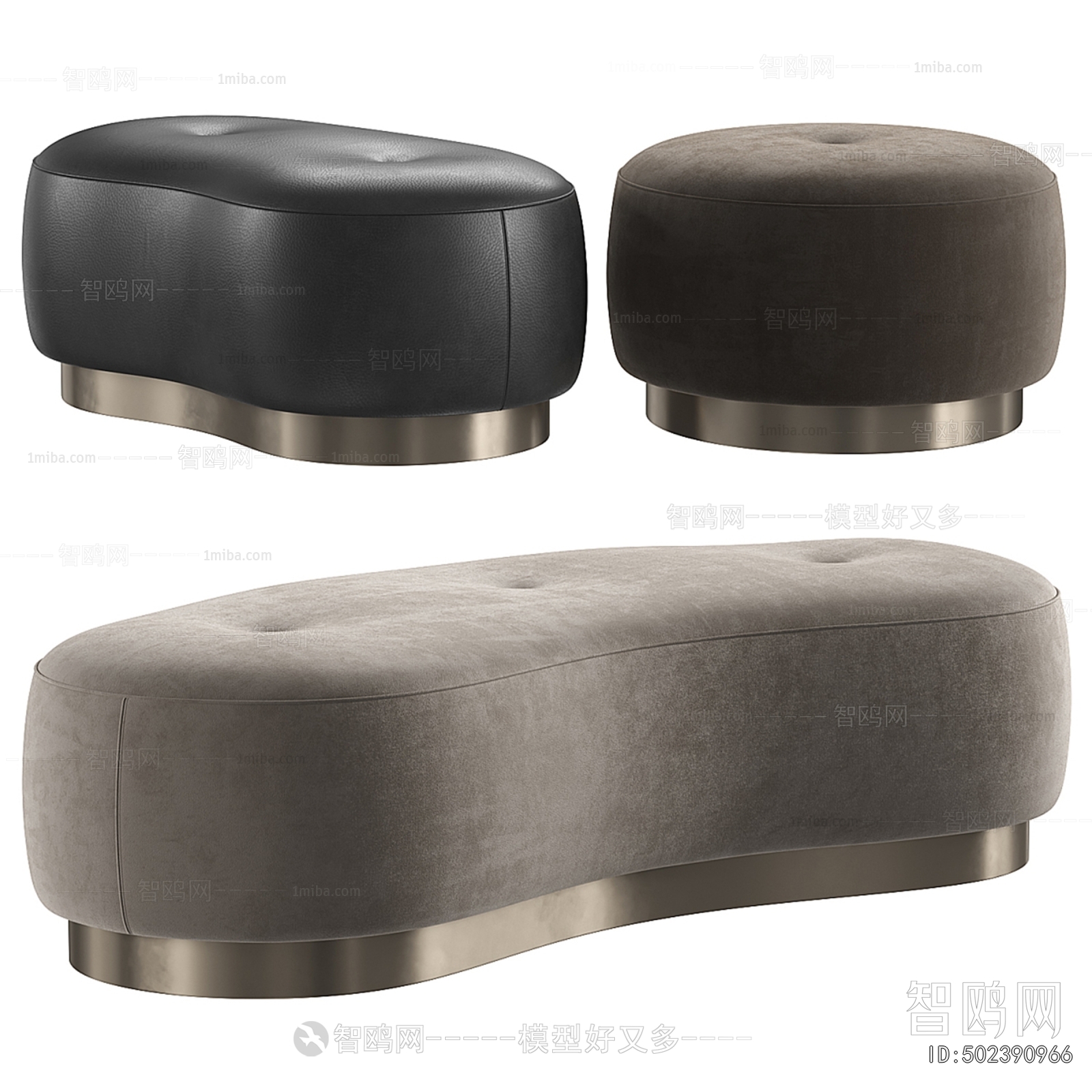 Minotti 现代布艺沙发凳