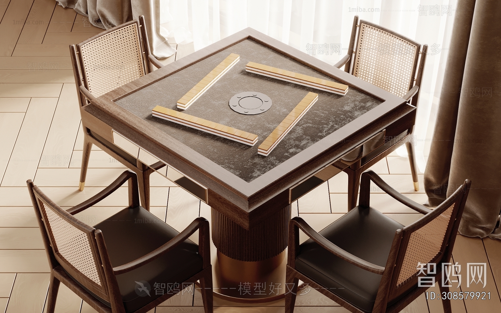 Wabi-sabi Style Mahjong Tables And Chairs