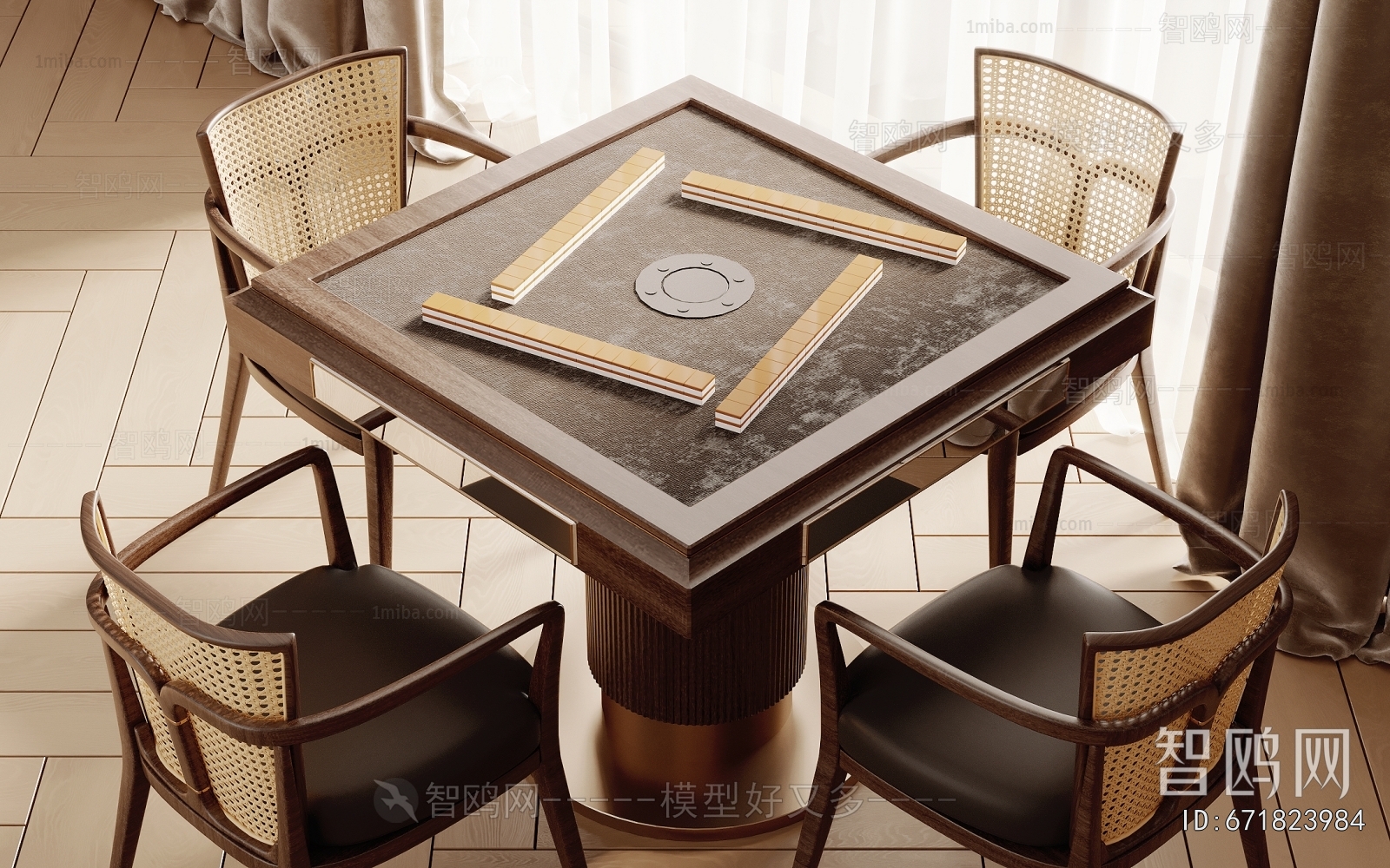 Wabi-sabi Style Mahjong Tables And Chairs