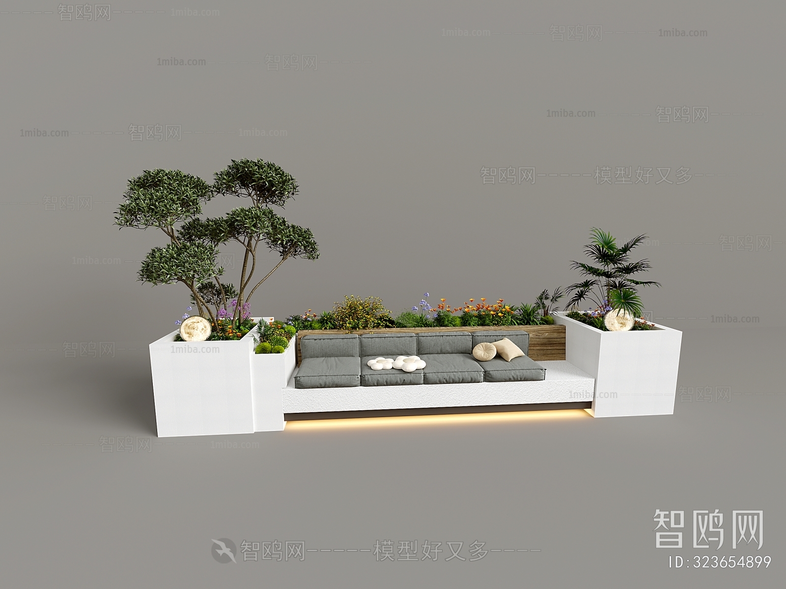 现代户外椅 庭院绿化3D模型下载
