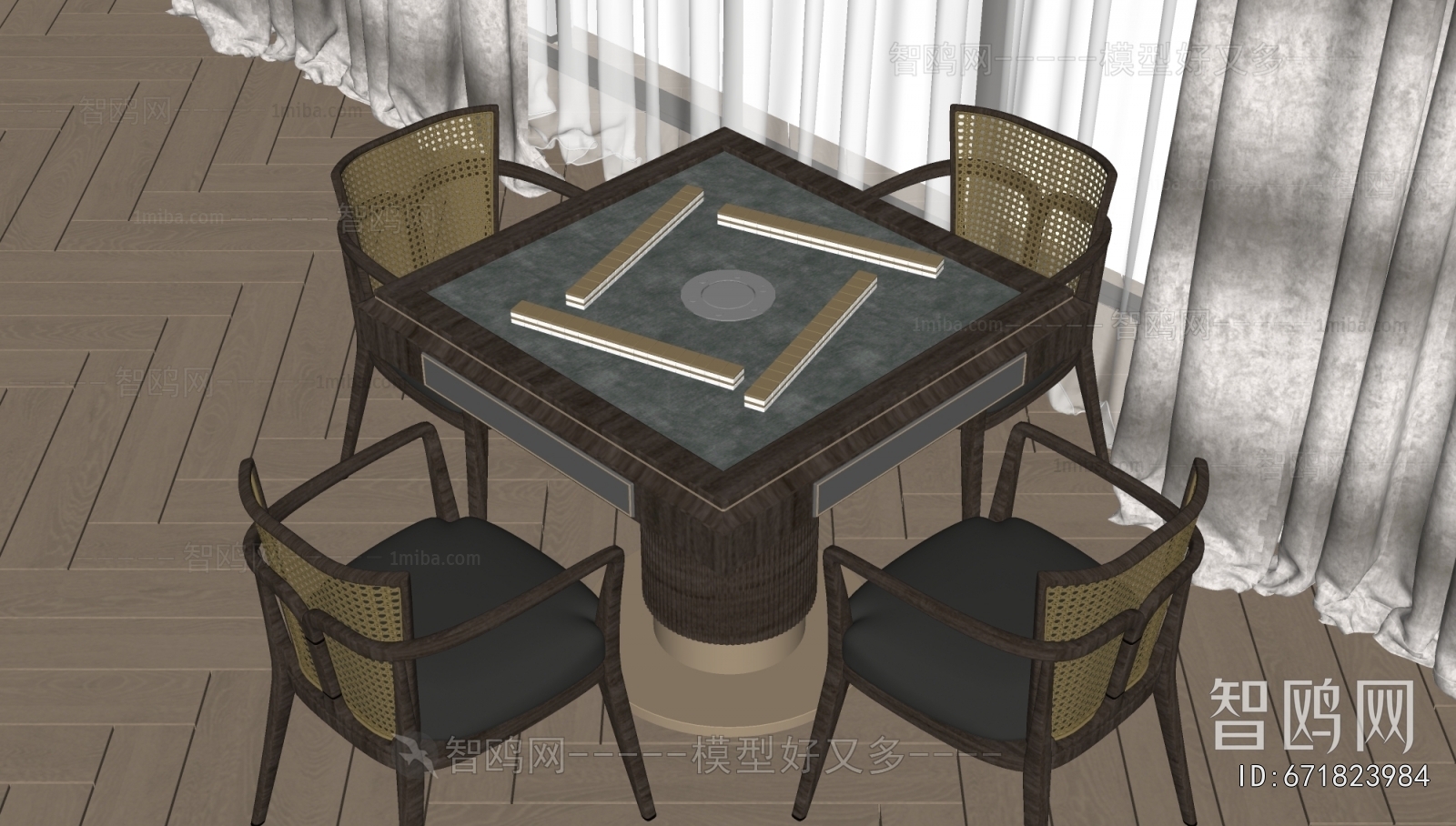 Wabi-sabi Style Mahjong Tables And Chairs