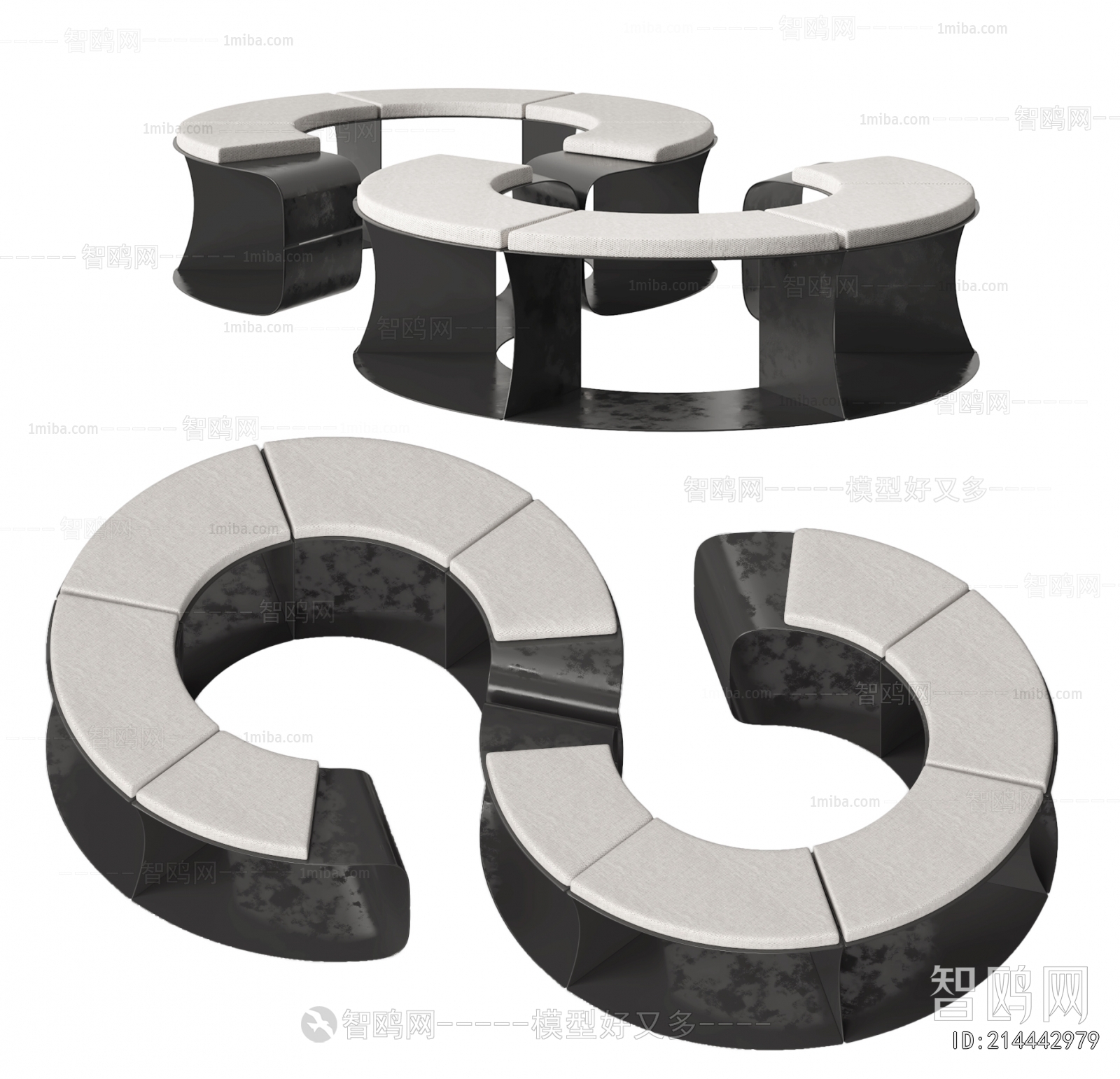 现代户外异形休息凳3D模型下载