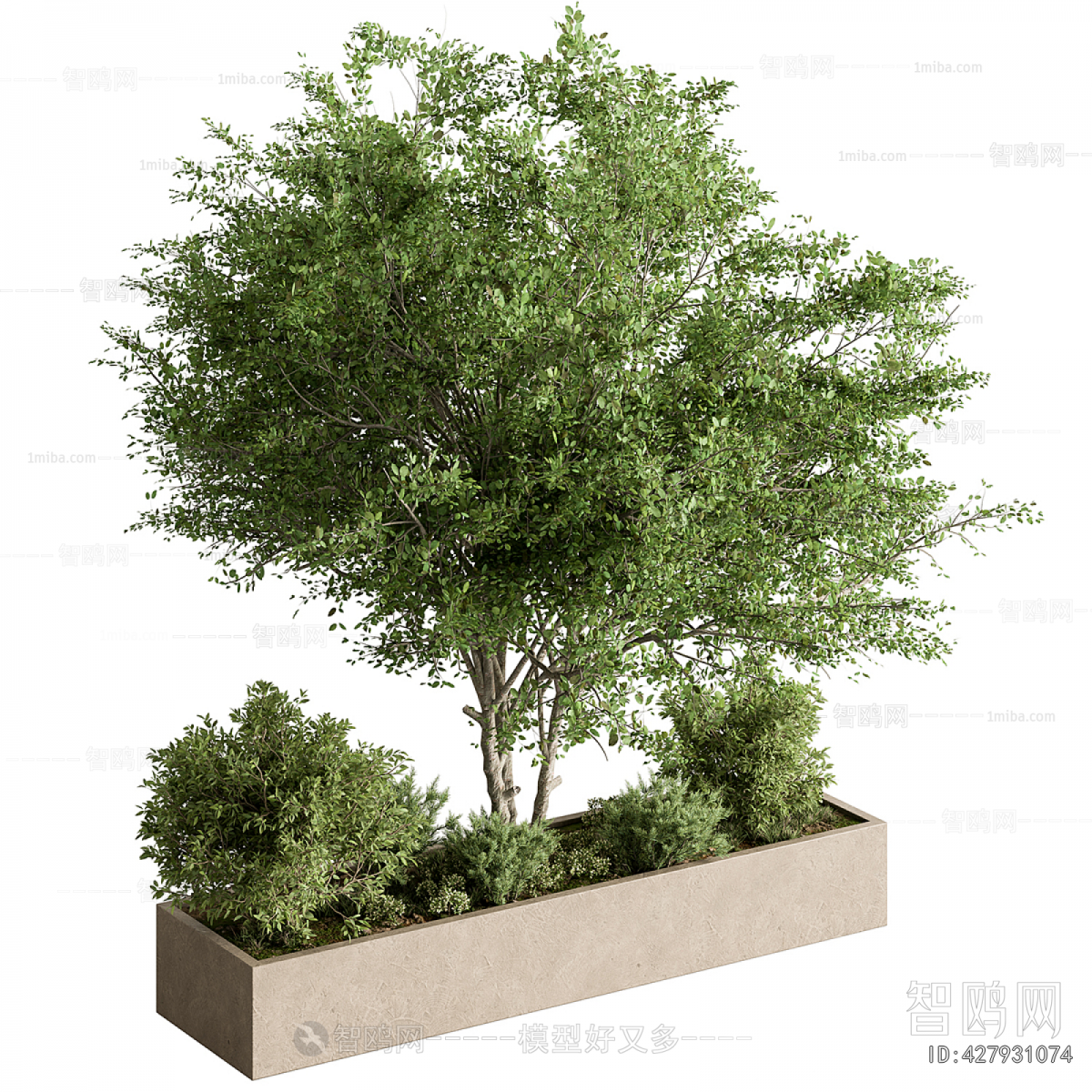 现代灌木绿植 花池3D模型下载