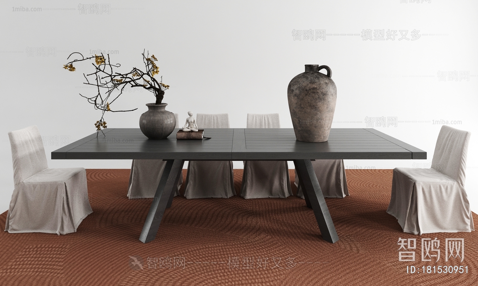 Wabi-sabi Style Dining Table And Chairs