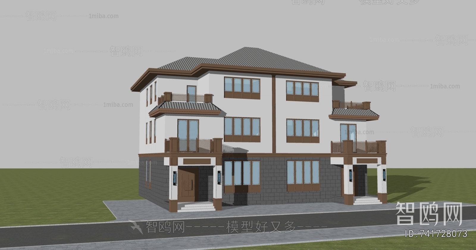 New Chinese Style Double Townhouse