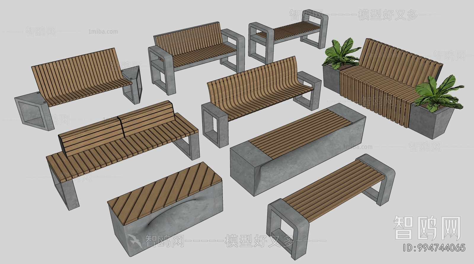 现代户外休闲坐凳3D模型下载