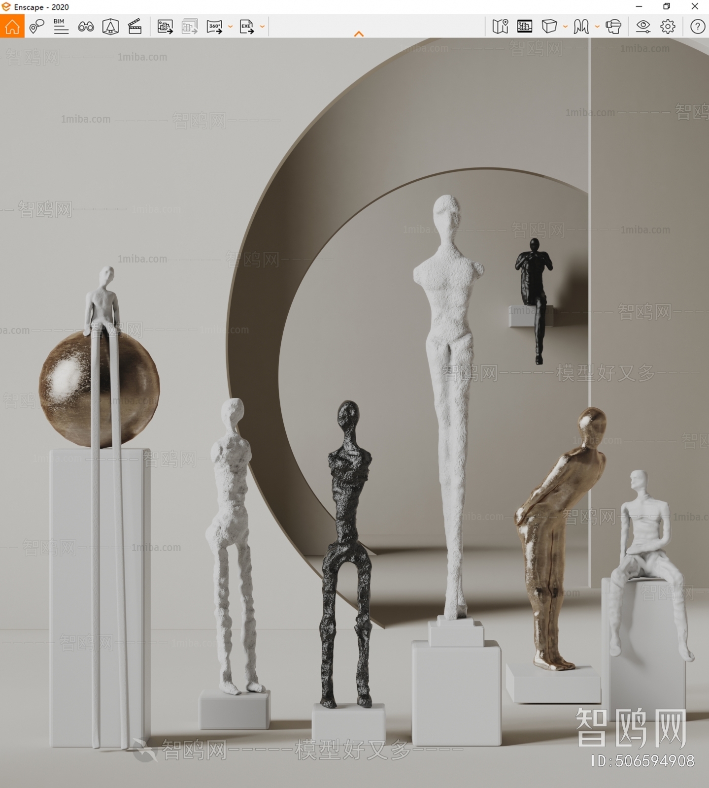 vitra 现代抽象人物雕塑摆件3D模型下载