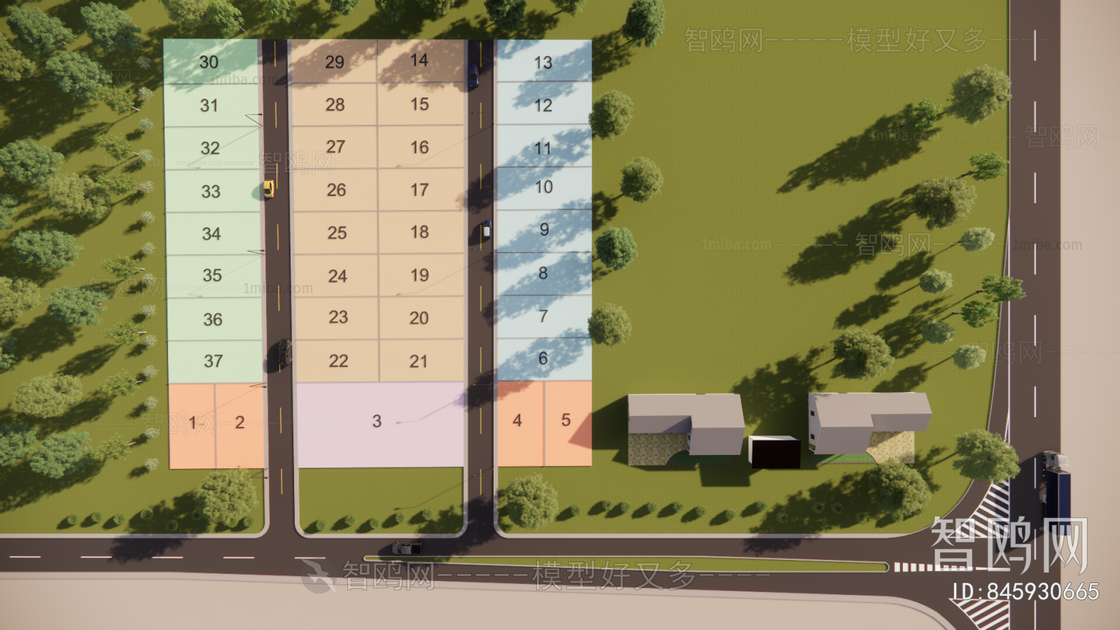 Modern Architectural Bird's-eye View Planning