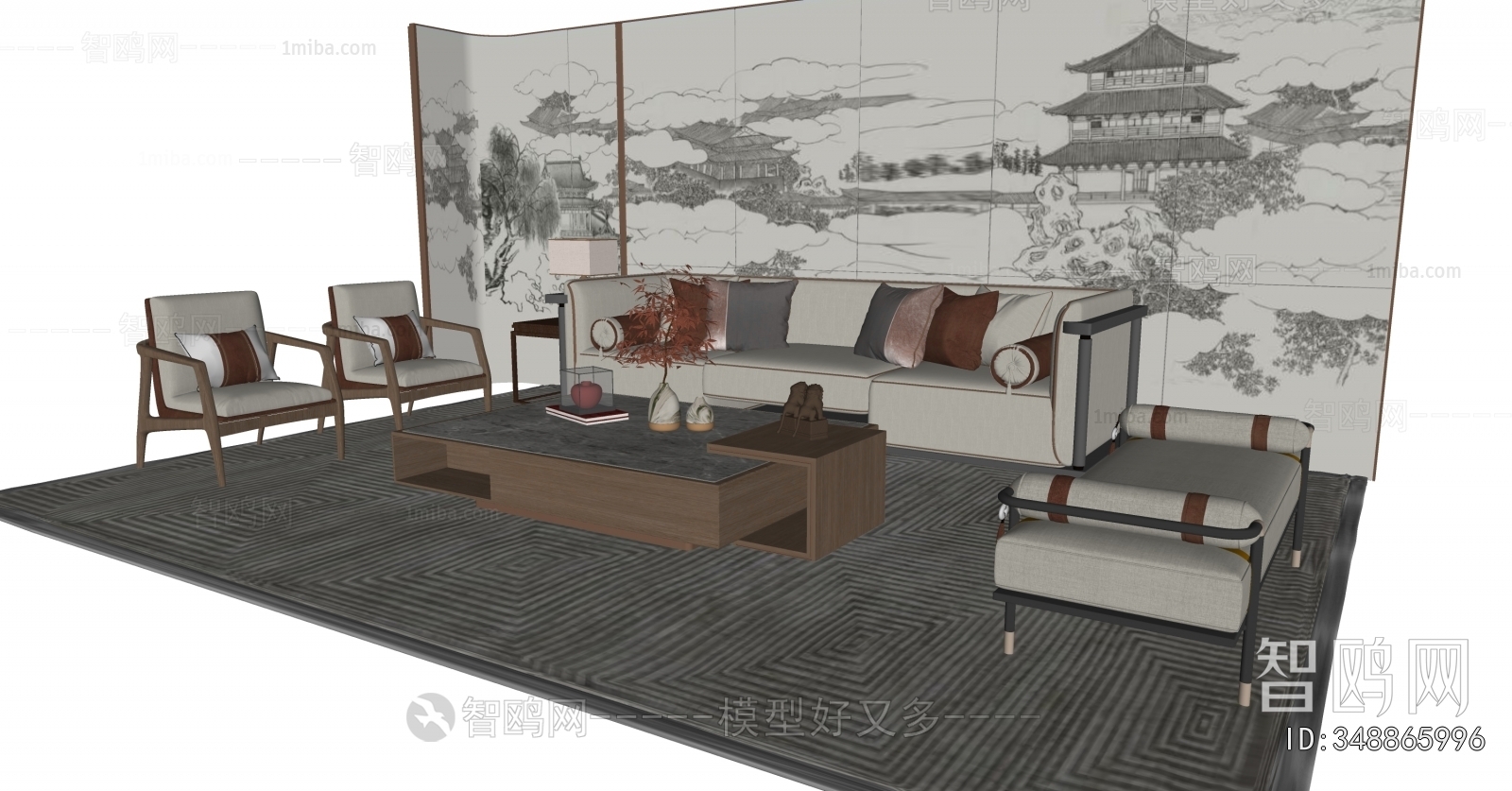 New Chinese Style Sofa Combination