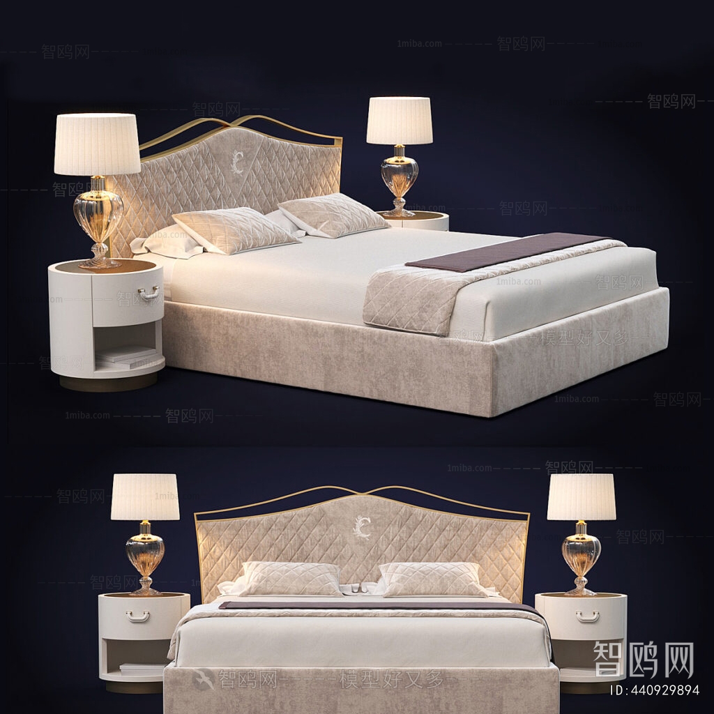 Simple European Style Double Bed