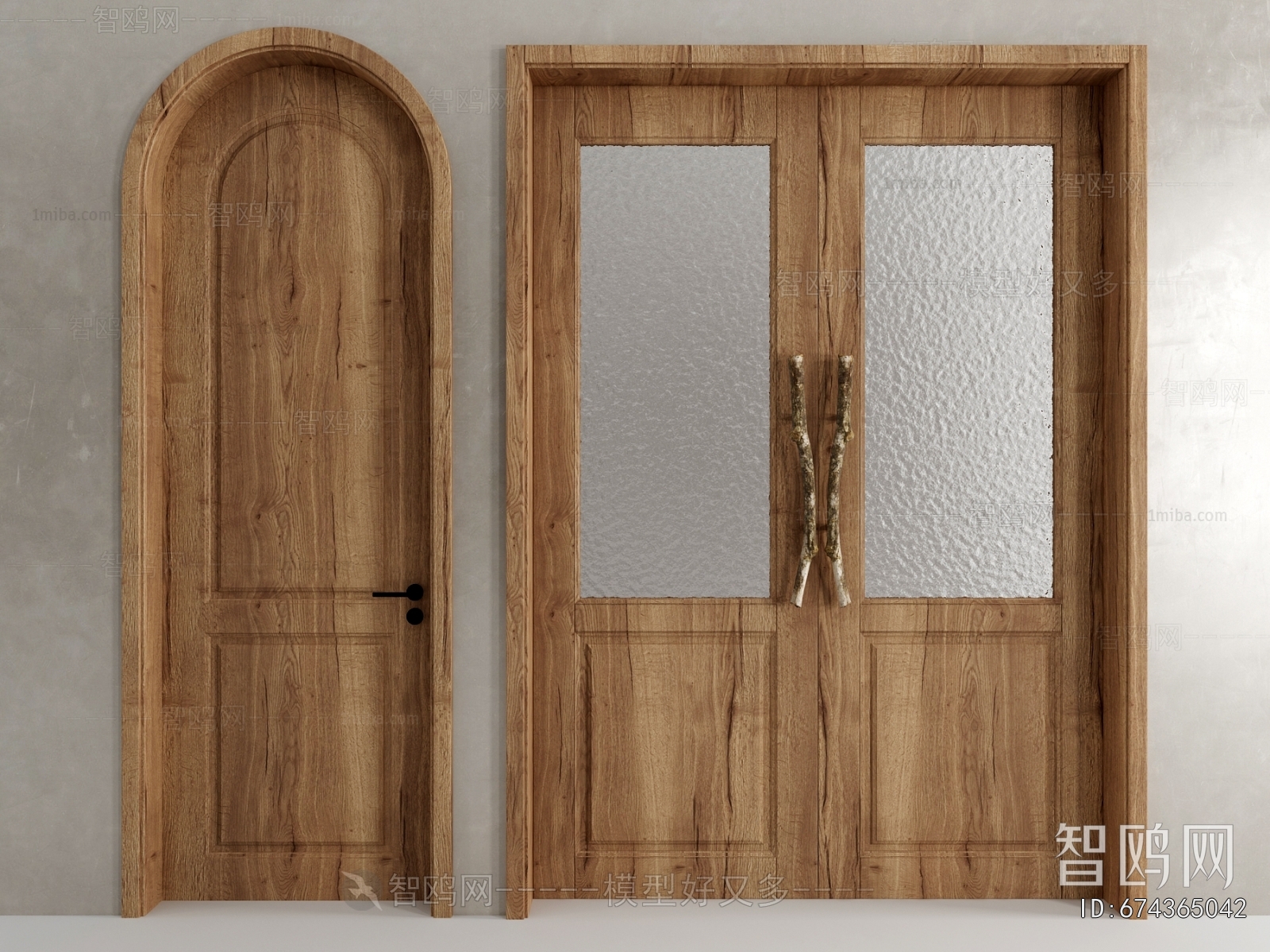 Wabi-sabi Style Double Door