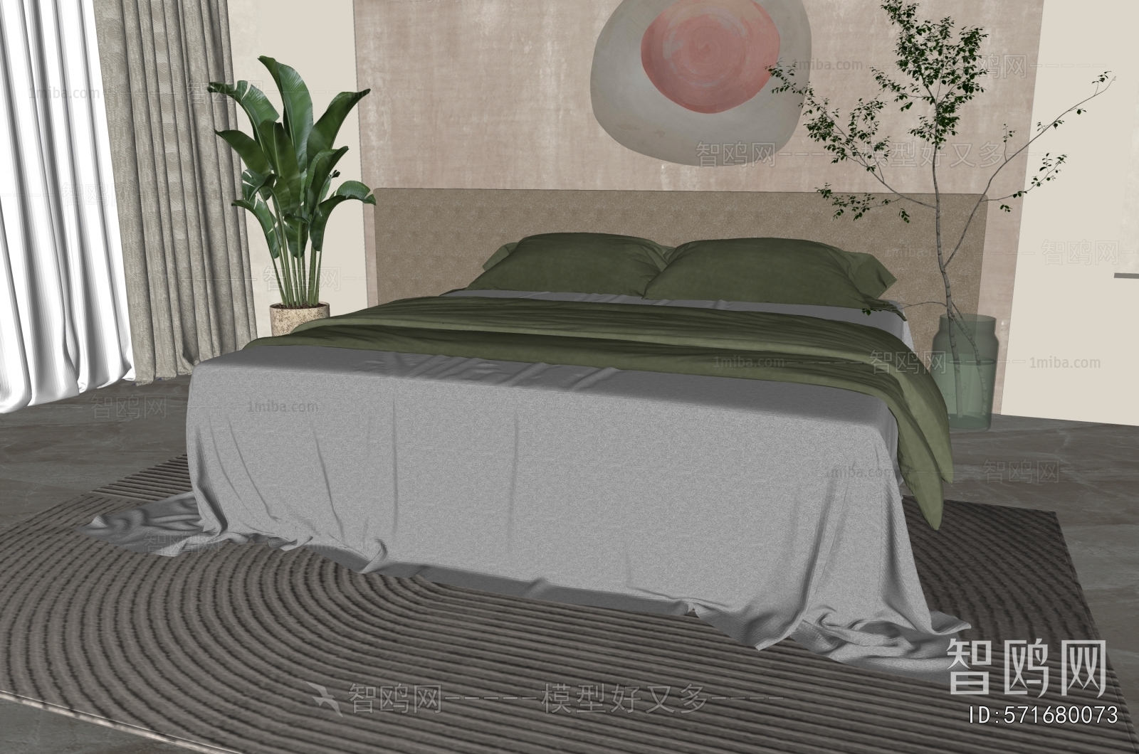 Wabi-sabi Style Double Bed