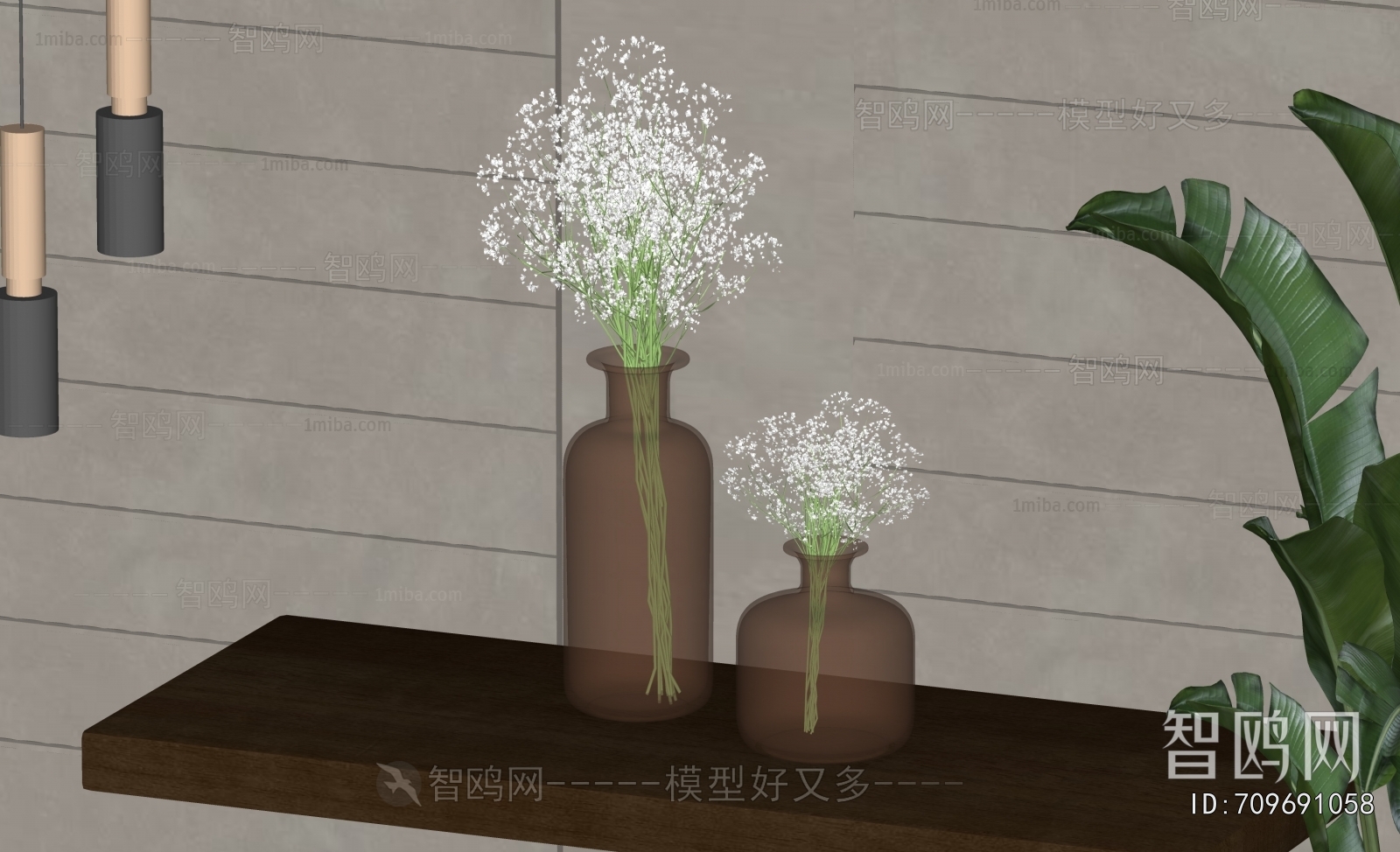 现代花艺玻璃花瓶摆件