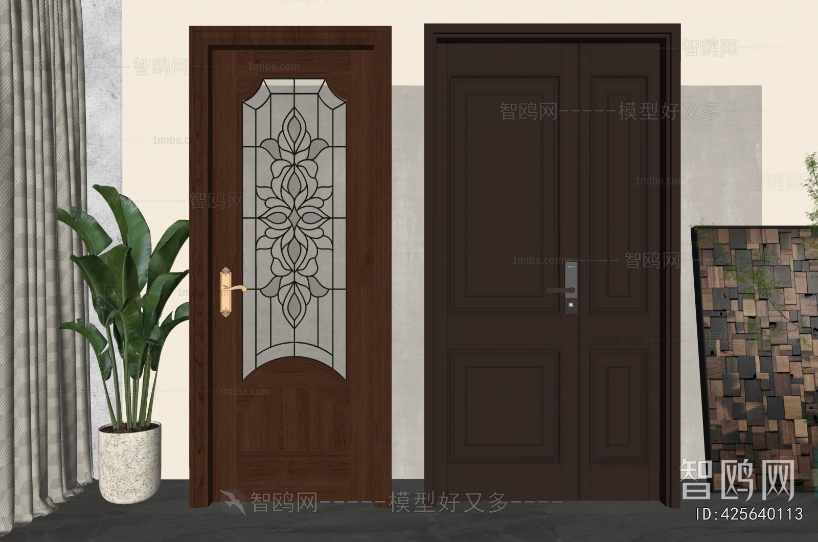 American Style Unequal Double Door