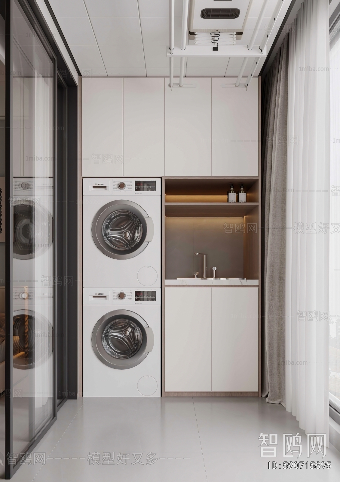 Modern Balcony Laundry Room