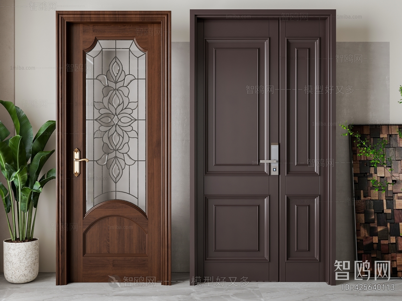 American Style Unequal Double Door