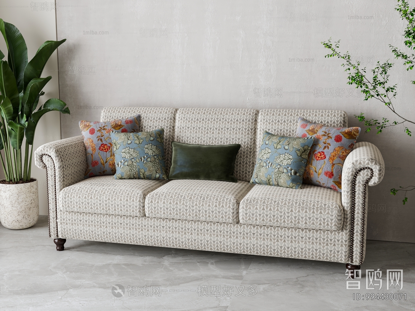 American Style Three-seat Sofa