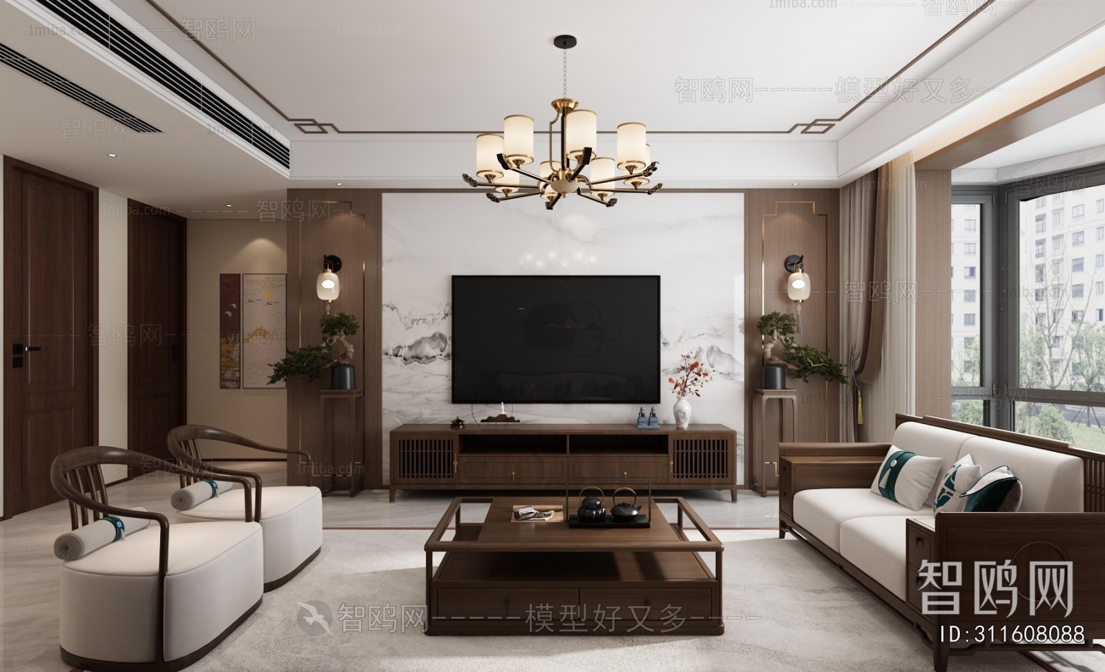 New Chinese Style A Living Room