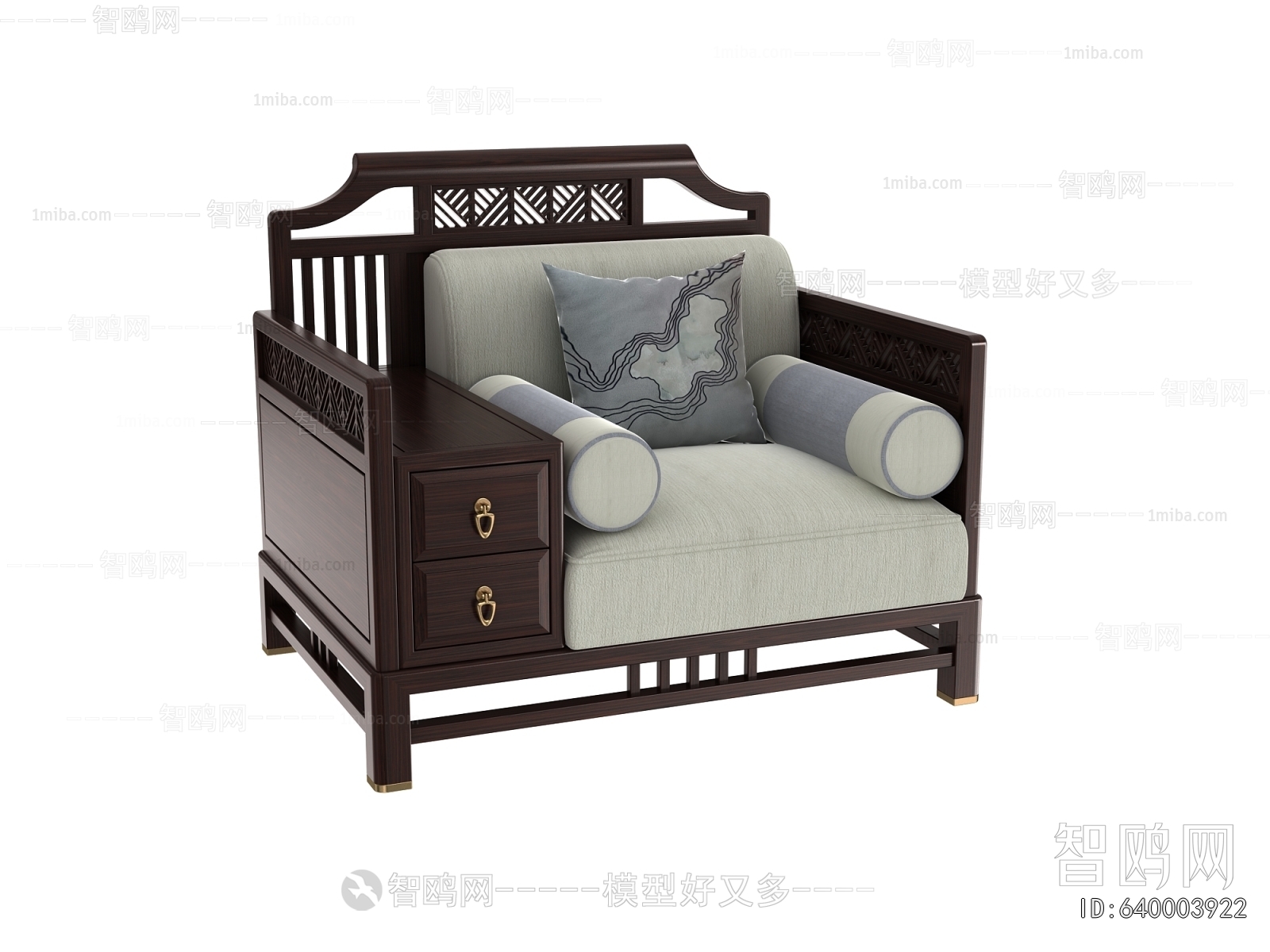 New Chinese Style Single Sofa