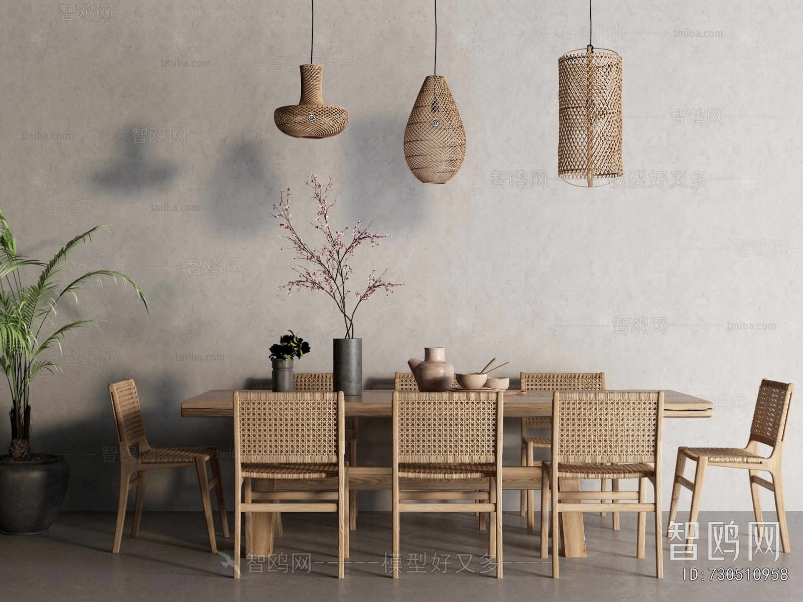 Wabi-sabi Style Dining Table And Chairs