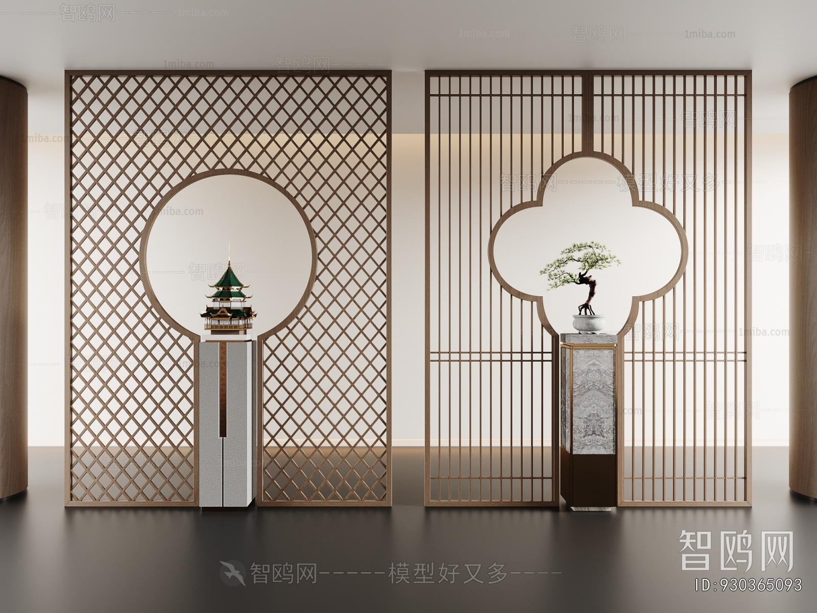 New Chinese Style Wooden Screen Partition