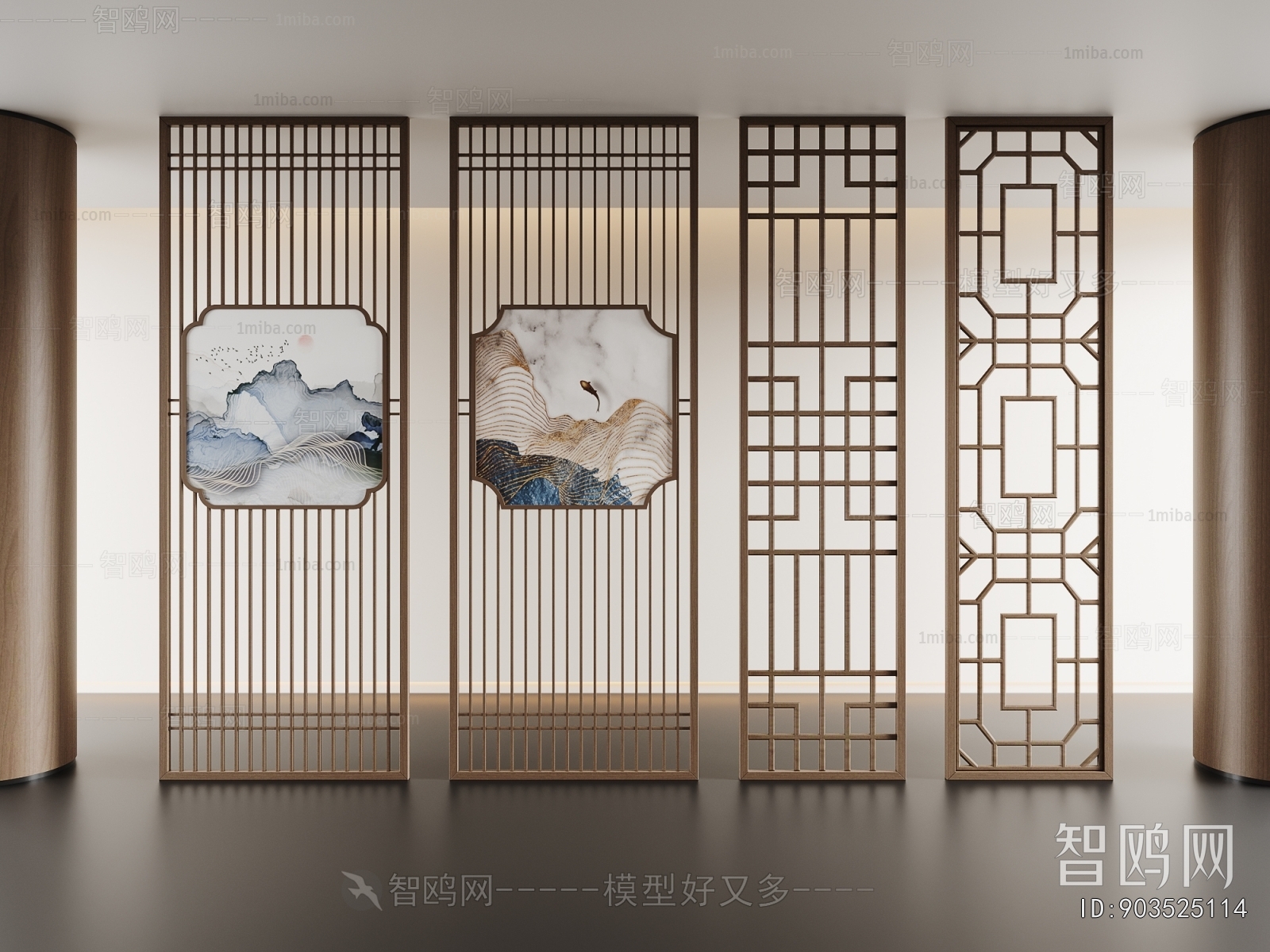 New Chinese Style Wooden Screen Partition