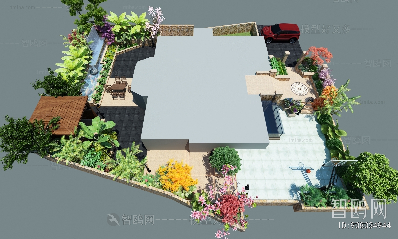 Simple European Style Courtyard/landscape