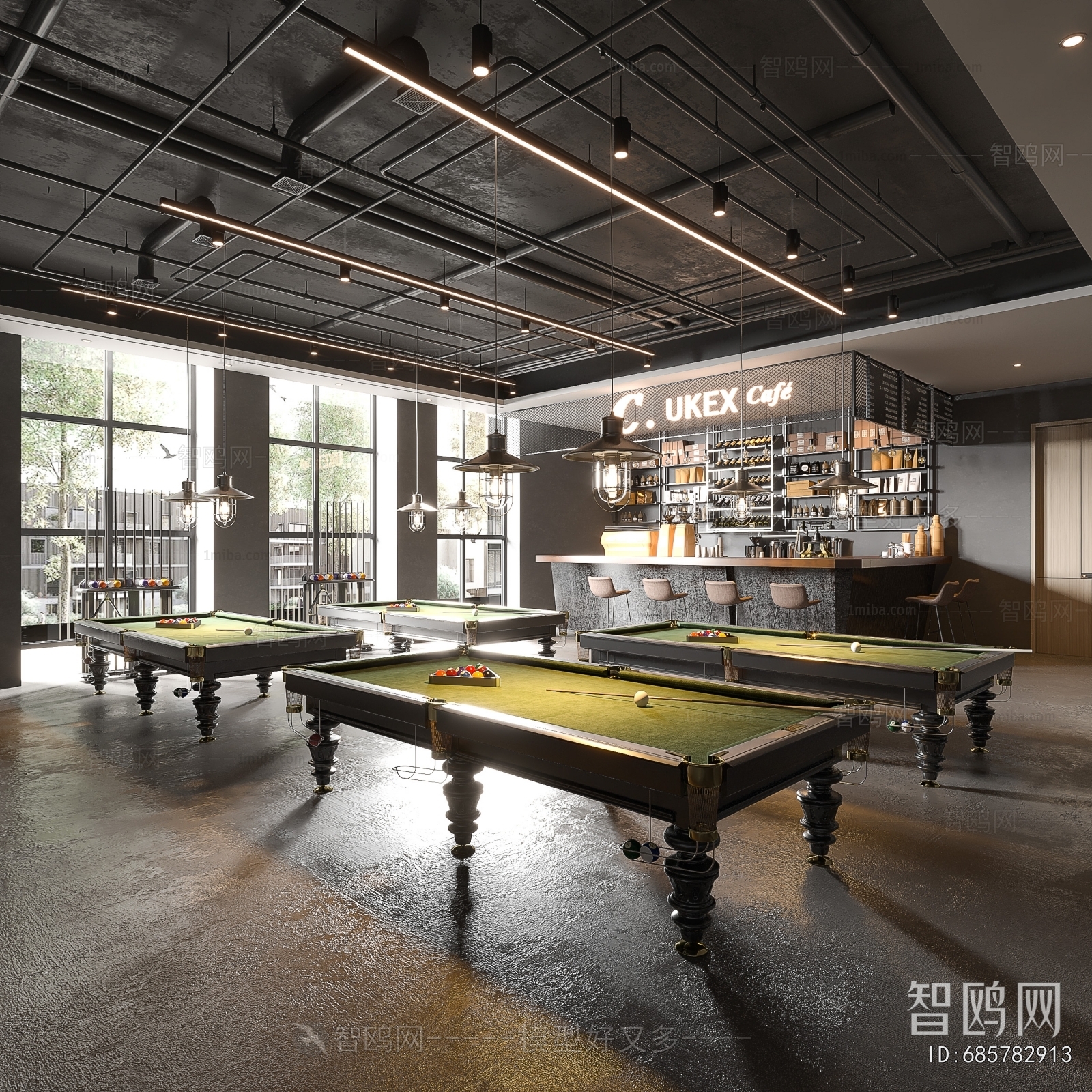 Industrial Style Billiard Room