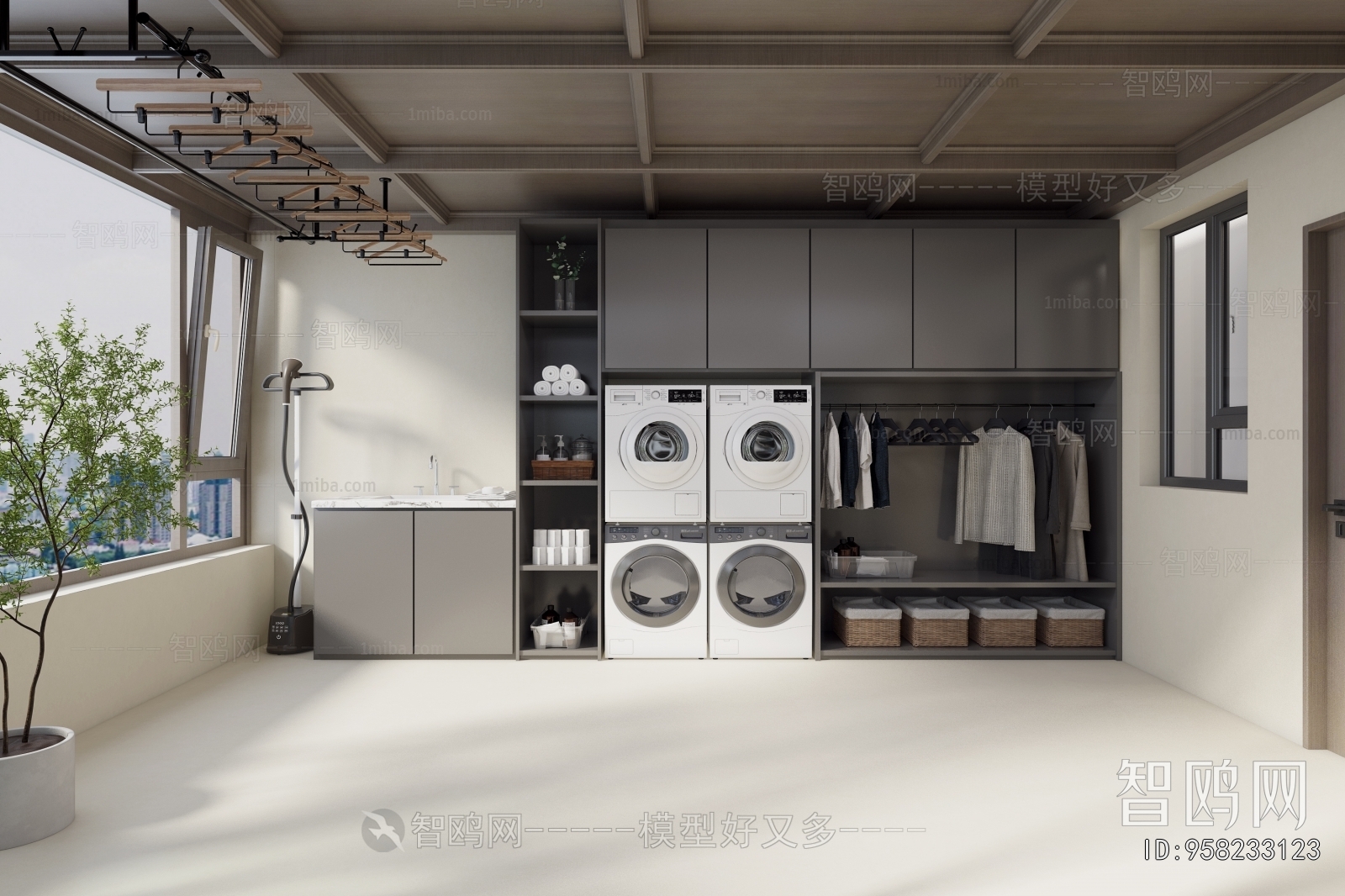 Modern Balcony Laundry Room