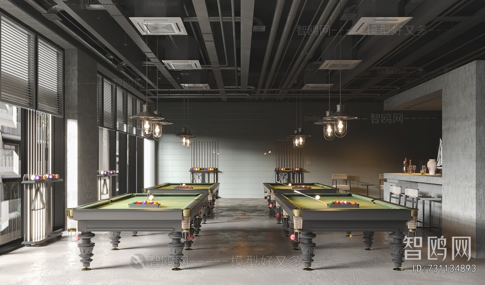 Industrial Style Billiard Room