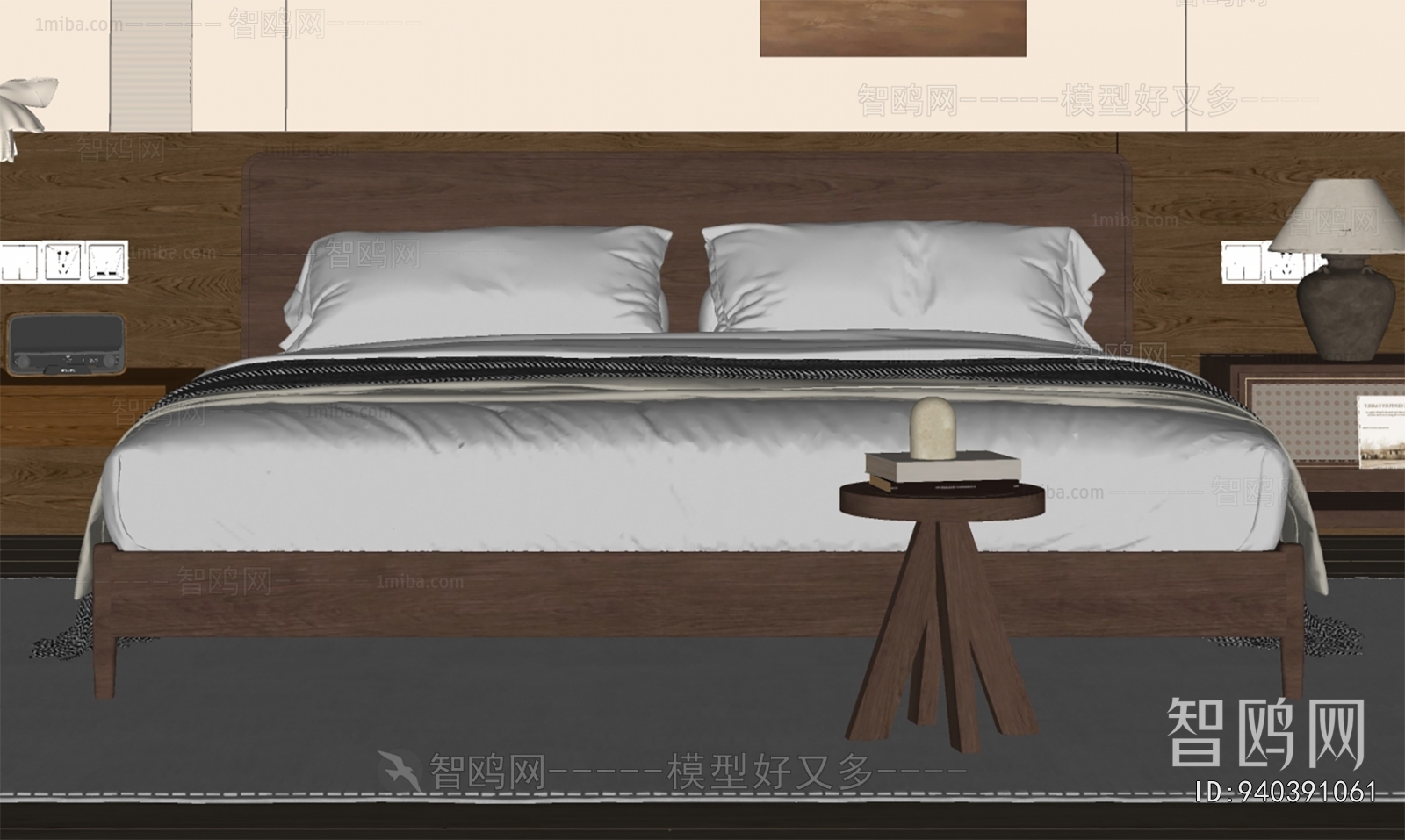 Wabi-sabi Style Double Bed