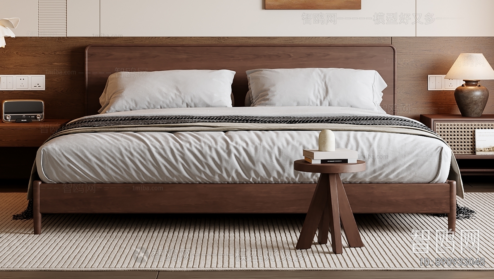 Wabi-sabi Style Double Bed