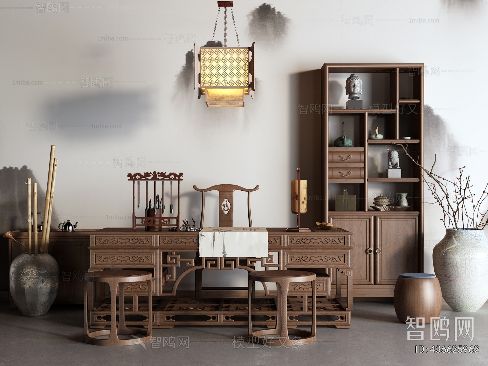 Chinese Style Computer Desk And Chair