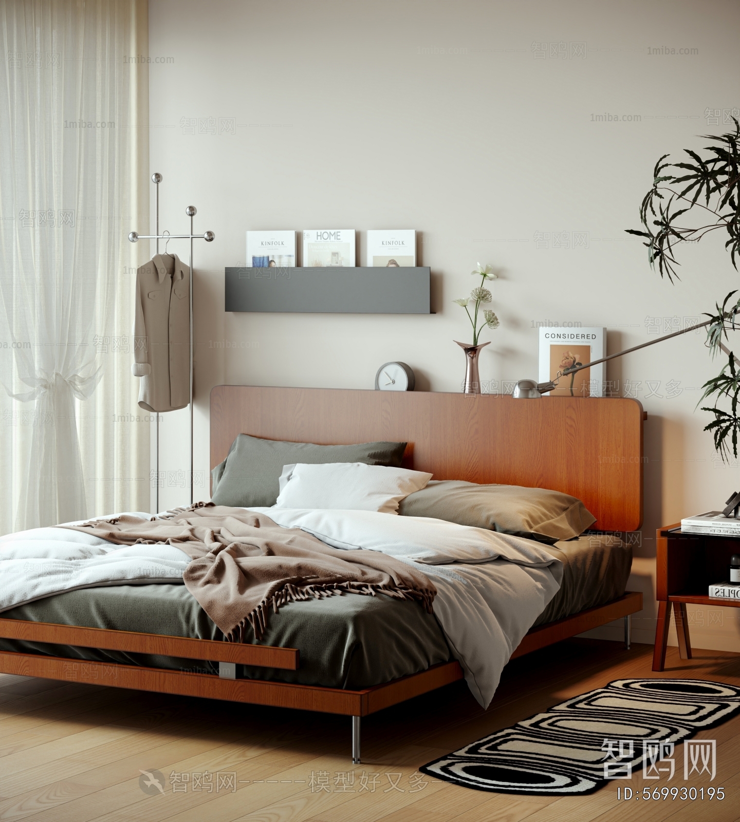 Wabi-sabi Style Double Bed