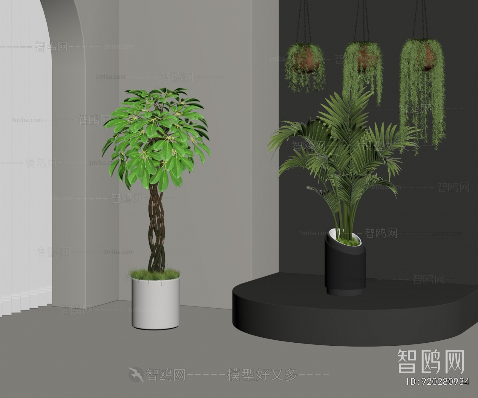 Modern Ground Green Plant Potted Plants