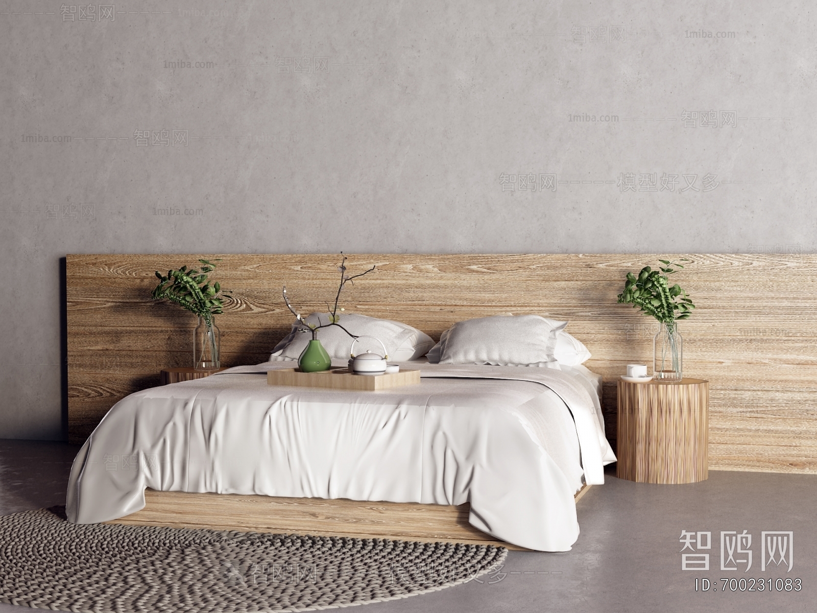 Wabi-sabi Style Double Bed