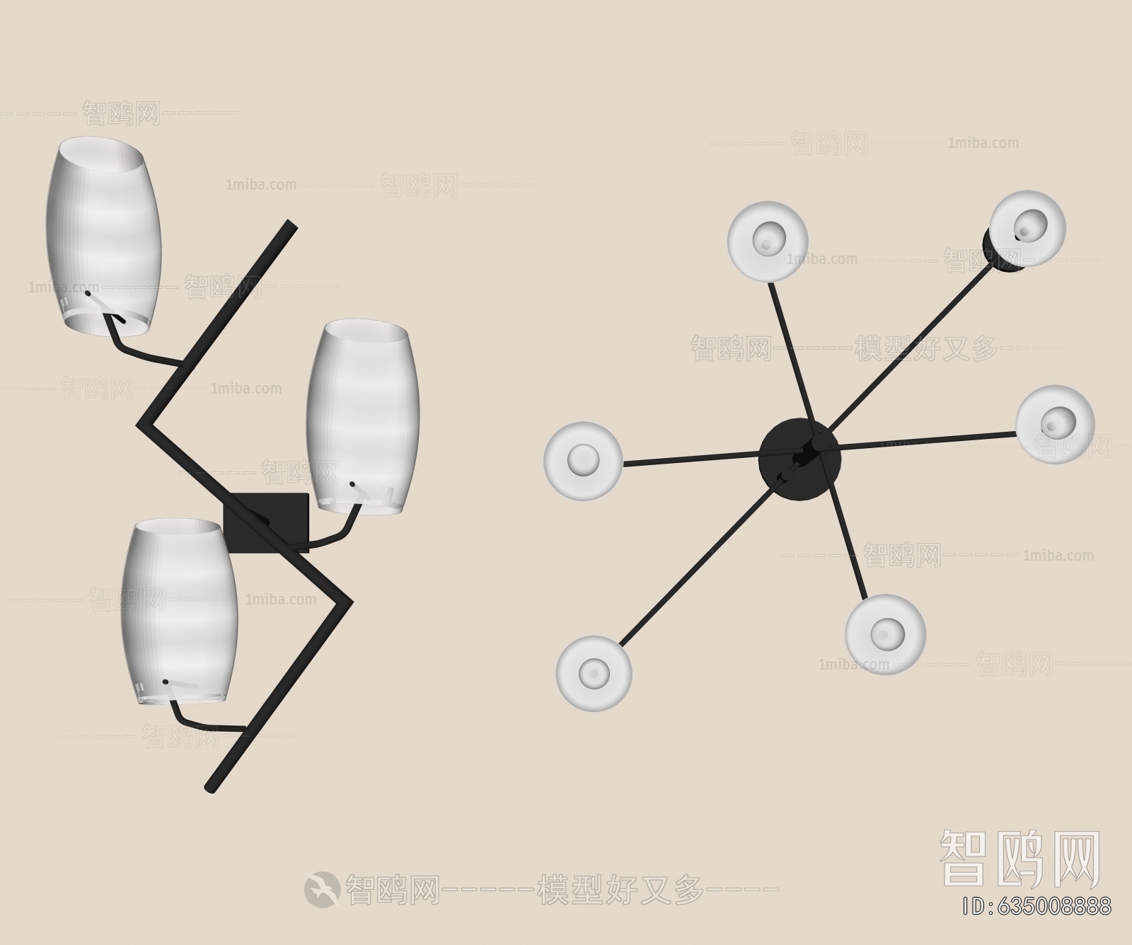 现代球形多头壁灯