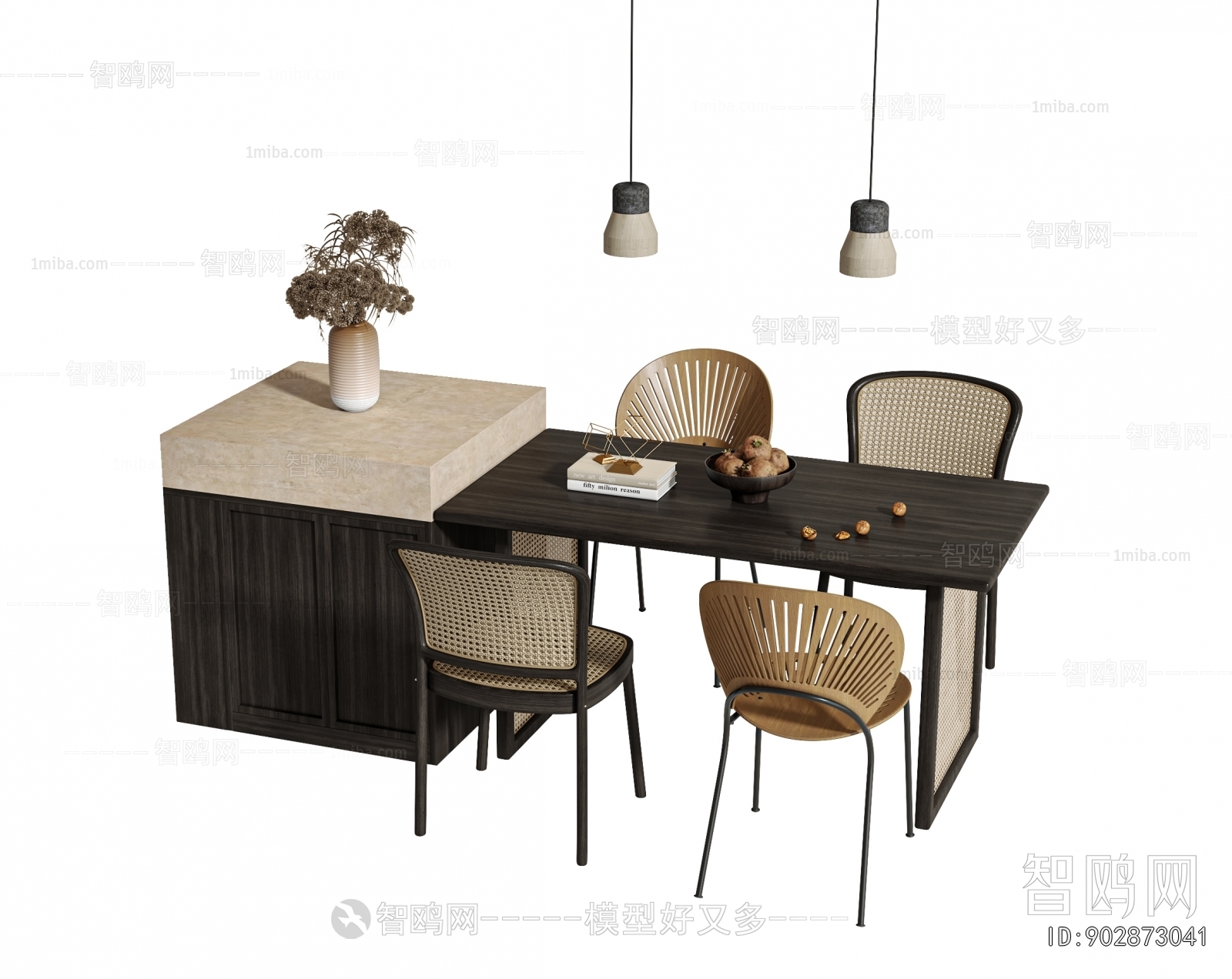 Wabi-sabi Style Dining Table And Chairs