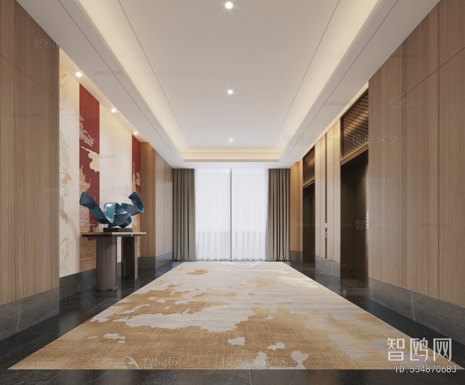 New Chinese Style Elevator Hall