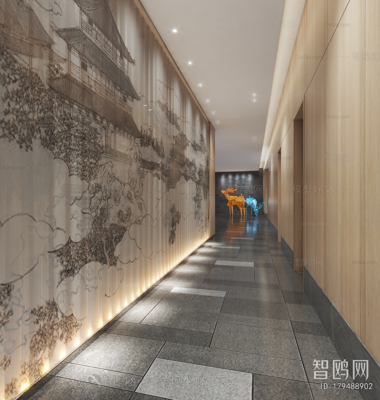 New Chinese Style Corridor Elevator Hall