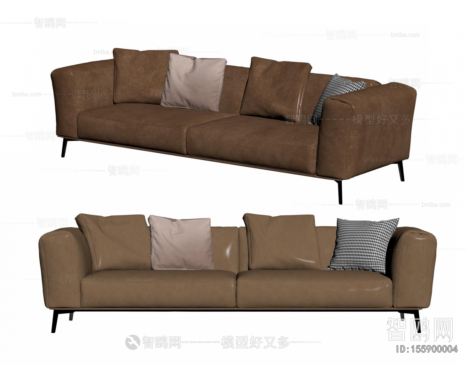 Minotti 侘寂风皮革双人沙发