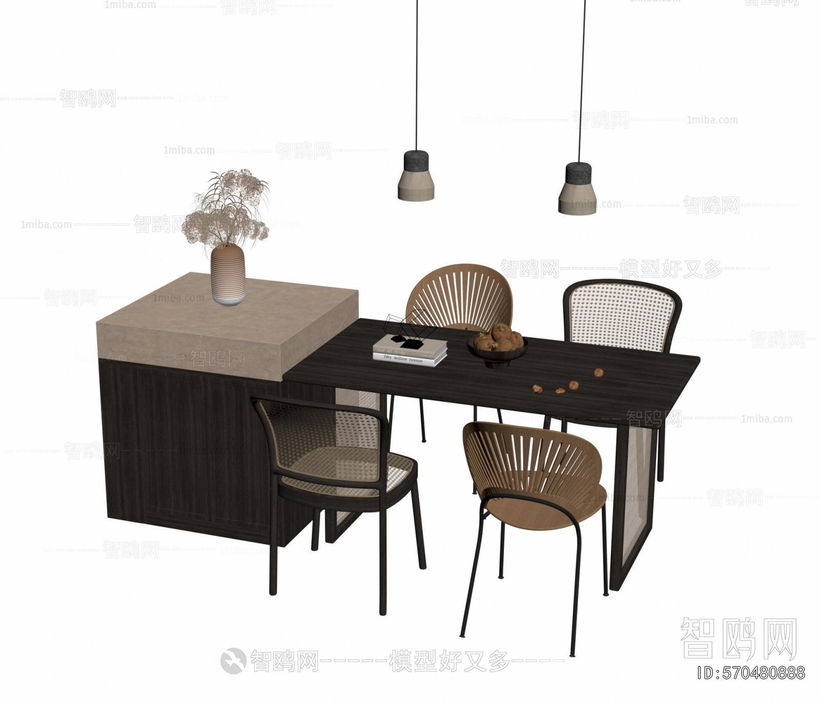 Wabi-sabi Style Dining Table And Chairs